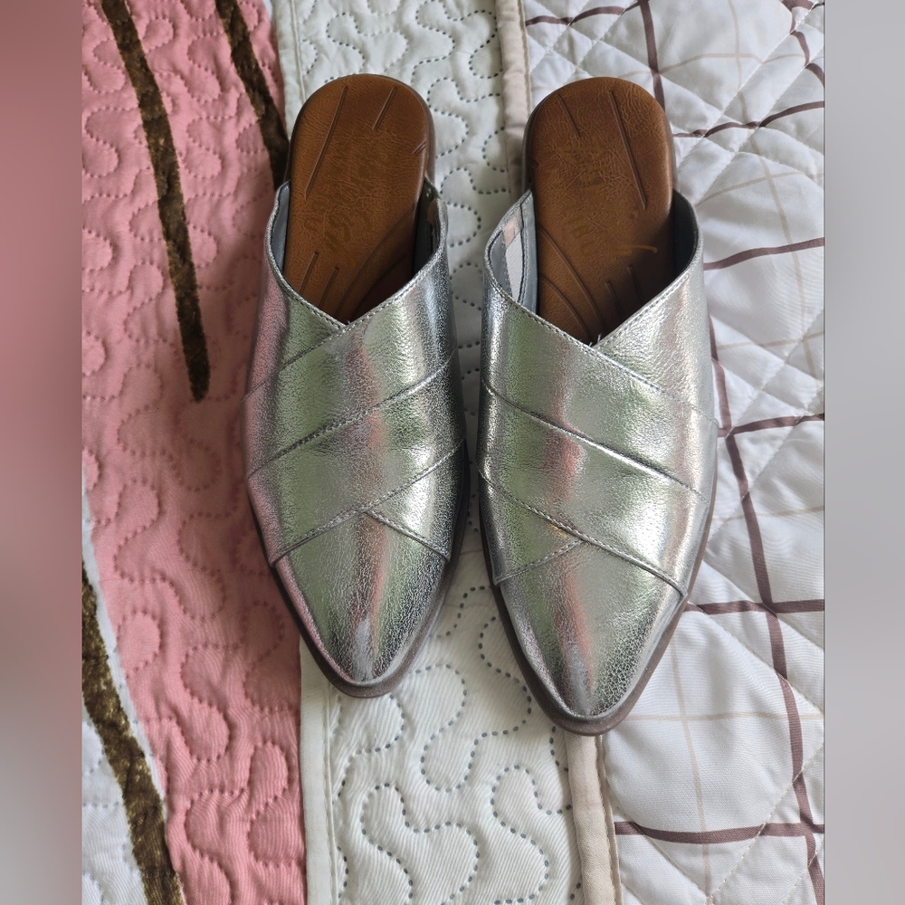 Metallic Silver Pointed-Toe Mule by - Picture 3 of 6